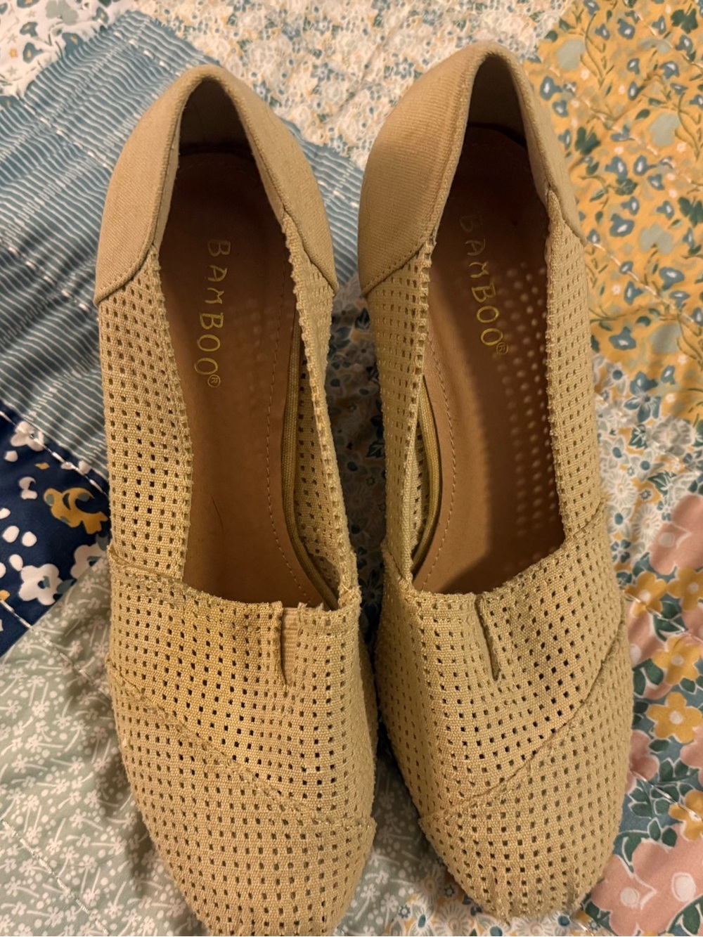 BAMBOO Tan Perforated Slip-On Loafers